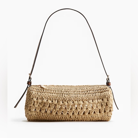 H&M Handbags - Rare H&M Braided Paper Straw Tubular Shoulder Bag